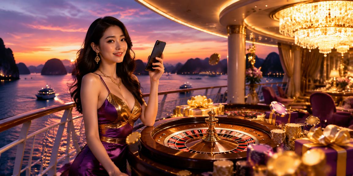 Cảnh quan Vịnh Hạ Long nhìn từ xa, gợi lên không khí du lịch và giải trí Việt Nam