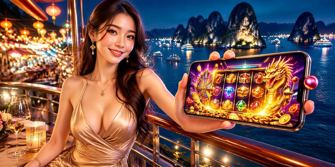 Khung cảnh chơi slot tại chợ đêm Hạ Long Bay về đêm